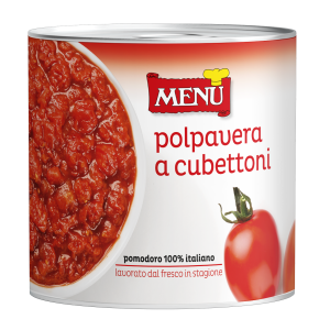 Polpa di pomodoro “Polpavera a cubettoni” (Pulpe de tomate « Polpavera en gros morceaux ») Boîte 2 500 g poids net