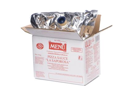 Pizza sauce “Polpavera la saporosa” pomodoro con piante aromatiche - “Polpavera la saporosa” seasoned fine cut tomato pulp Bag 10000 g nt. wt. ASEPTIC PACKAGE