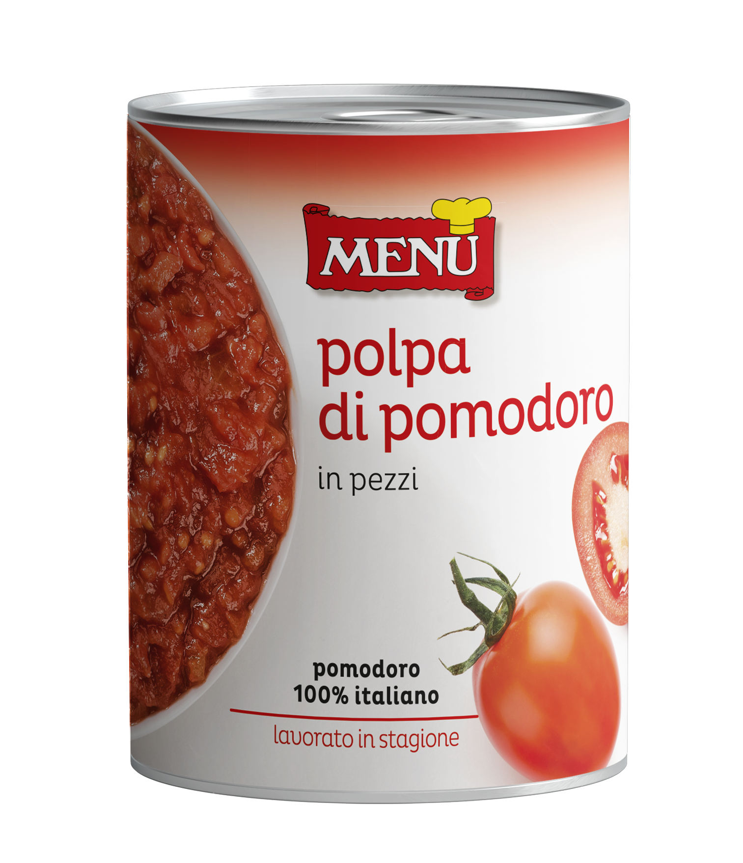 Polpavera taglio grosso - Polpavera diced tomato pulp Tin 410 g nt. wt.