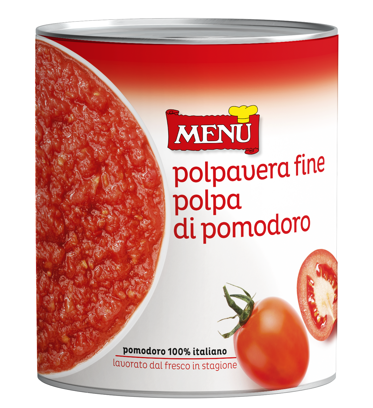 Polpavera fine – Fine Cut tomato pulp in aseptic technology Tin 4050 g nt. wt.