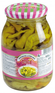 Peperoni Lombardi (Guindillas verdes dulces) Tarro de cristal de 920 g p. n.