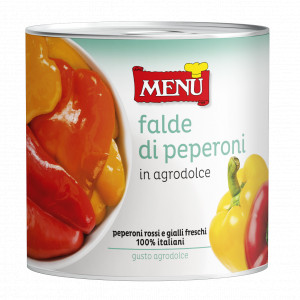 Falde di peperoni in agrodolce (Paprika, geviertelt und süß-sauer eingelegt) Dose, Nettogewicht 2550 g