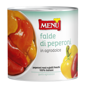 Falde di peperoni in agrodolce (Quarts de poivrons à l'aigre-doux) Boîte 2 550 g poids net