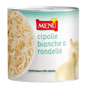 Cipolle bianche a rondelle - Sliced White Onions Tin 2500 g nt. wt.