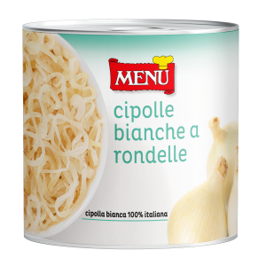 Cipolle bianche a rondelle (Weiße Zwiebeln in Scheiben) Dose, Nettogewicht 2500 g