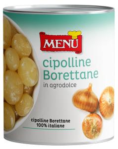 Cipolline in agrodolce (Cebollitas Borettane en agridulce) Lata de 830 g p. n.