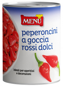 Peperoncini a goccia rossi dolci (Red sweet drop peppers) Tin 400 g nt. wt.