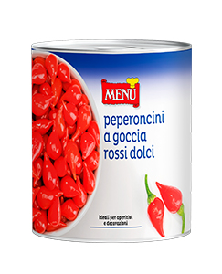 Peperoncini a goccia rossi dolci - Red sweet drop peppers Tin 780 g nt. wt. (drained 330 g)