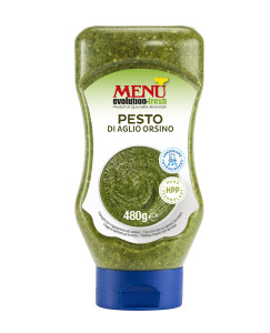 Pesto di Aglio Orsino (Wild Garlic Pesto) Top-down squeeze bottle 480 g nt. wt.