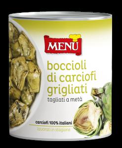 Boccioli di carciofi grigliati tagliati a metà -  Grilled artichokes hearts halved Tin 780 g nt. wt.
