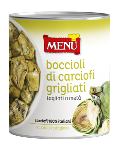 Boccioli di carciofi grigliati tagliati a metà -  Grilled artichokes hearts halved Tin 780 g nt. wt.
