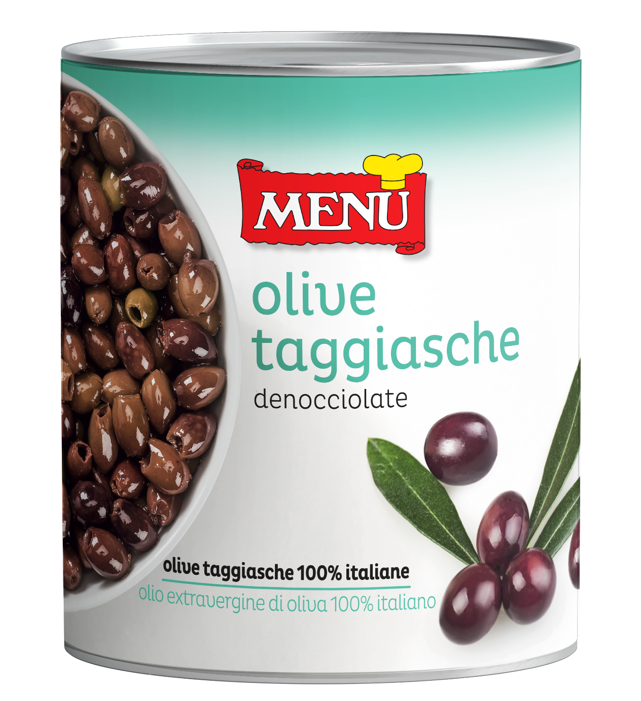 Olive taggiasche denocciolate - Pitted Taggiasca Olives Tin 770 g nt. wt.