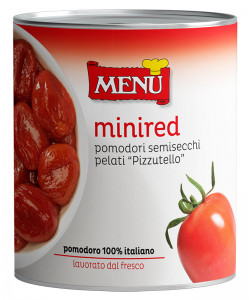 Mini Red Pomodori semisecchi pelati Pizzutello (Mini Red Semi dried peeled Pizzutello tomatoes) Tin 800 g nt. wt.