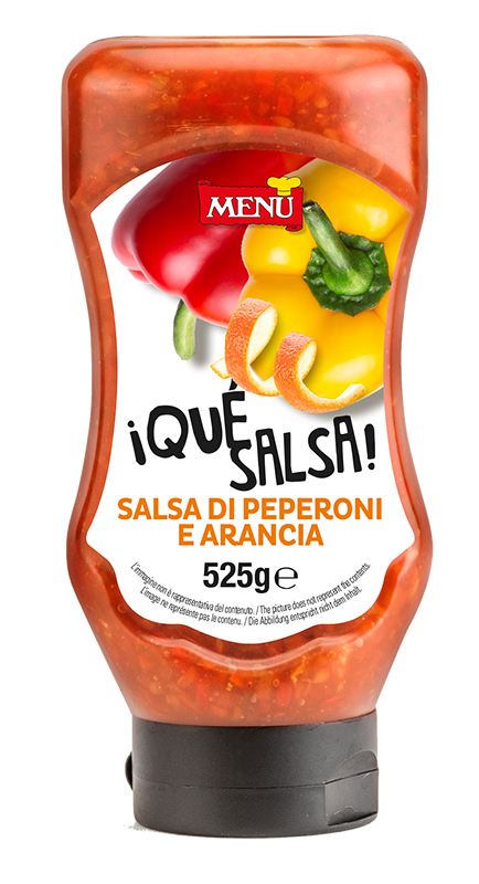 Salsa peperoni e arancia - Pepper and orange sauce Top-down squeeze bottle 525 g nt. wt.