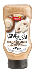 Crema di funghi prataioli al profumo di tartufo (Crema de champiñones al aroma de trufa) Envase Top down de 500 g p. n.