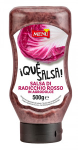 Salsa di radicchio rosso in agrodolce (Salsa de achicoria roja en agridulce) Envase Top down de 500 g p. n.