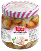 Spicchi di aglio in agrodolce (Knoblauchzehen, süß-sauer eingelegt)