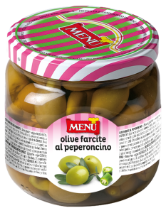 Olive farcite al peperoncino Vaso vetro 790 g pn.