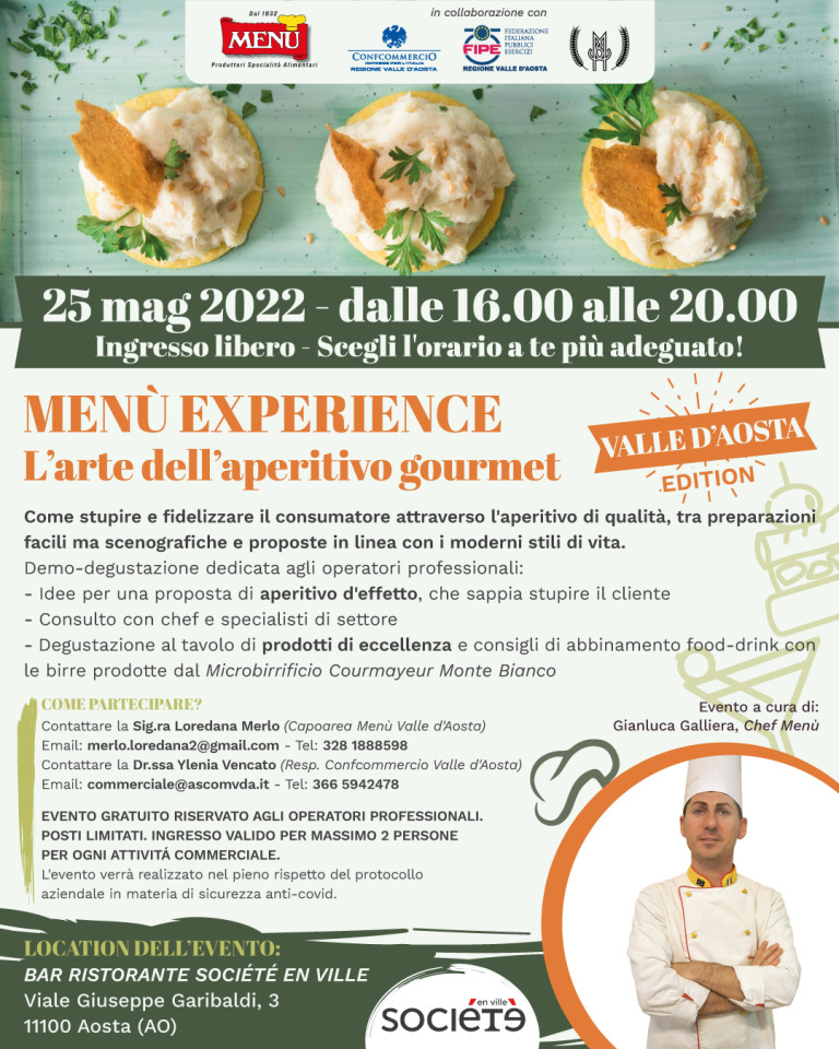 Menù Experience L'arte dell'aperitivo gourmet - Valle d'Aosta Edition