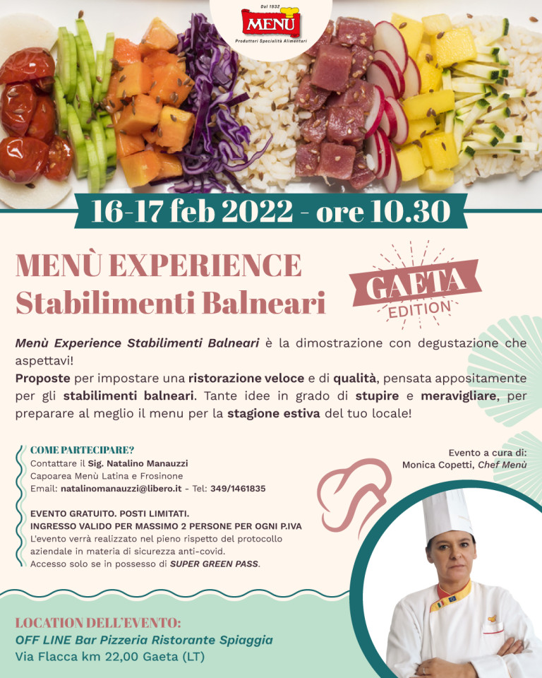 Menù Experience Stabilimenti Balneari - Gaeta Edition