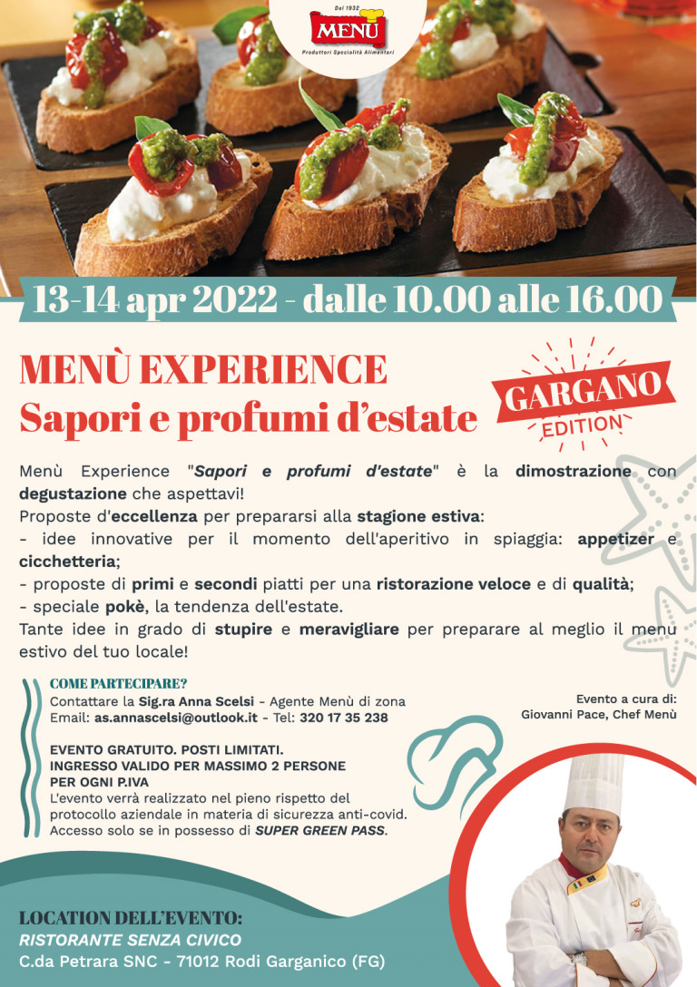 Menù Experience Sapori e profumi d'estate - Gargano Edition