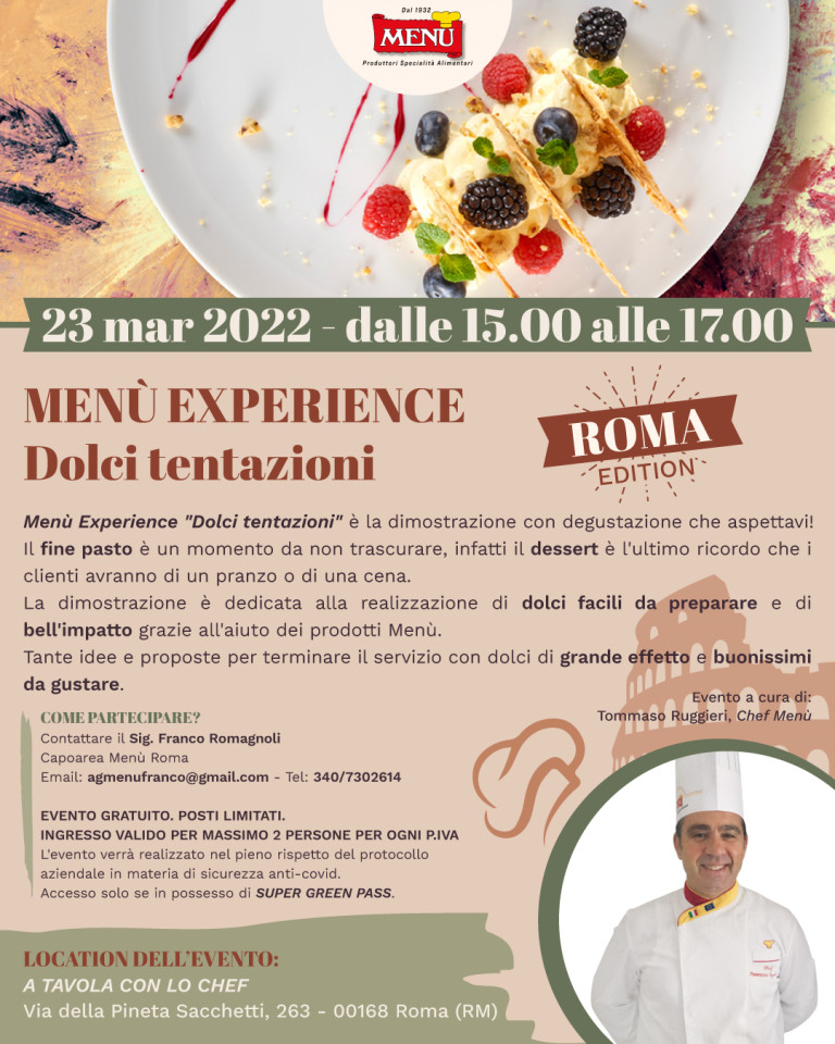 Menù Experience Dolci tentazioni - Roma Edition