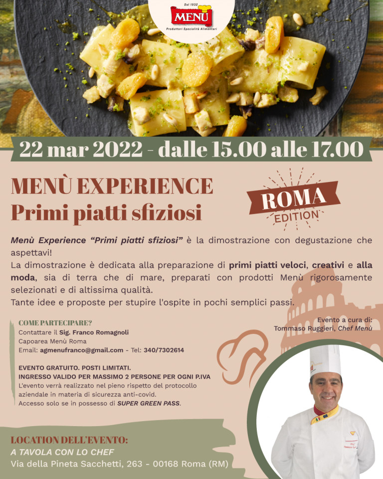 Menù Experience Primi piatti sfiziosi - Roma Edition