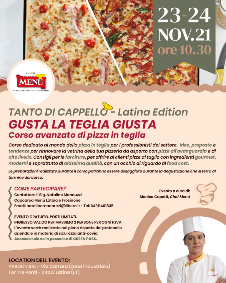 Gusta la teglia giusta - Corso avanzato di pizza in teglia - Tanto di Cappello - Latina Edition