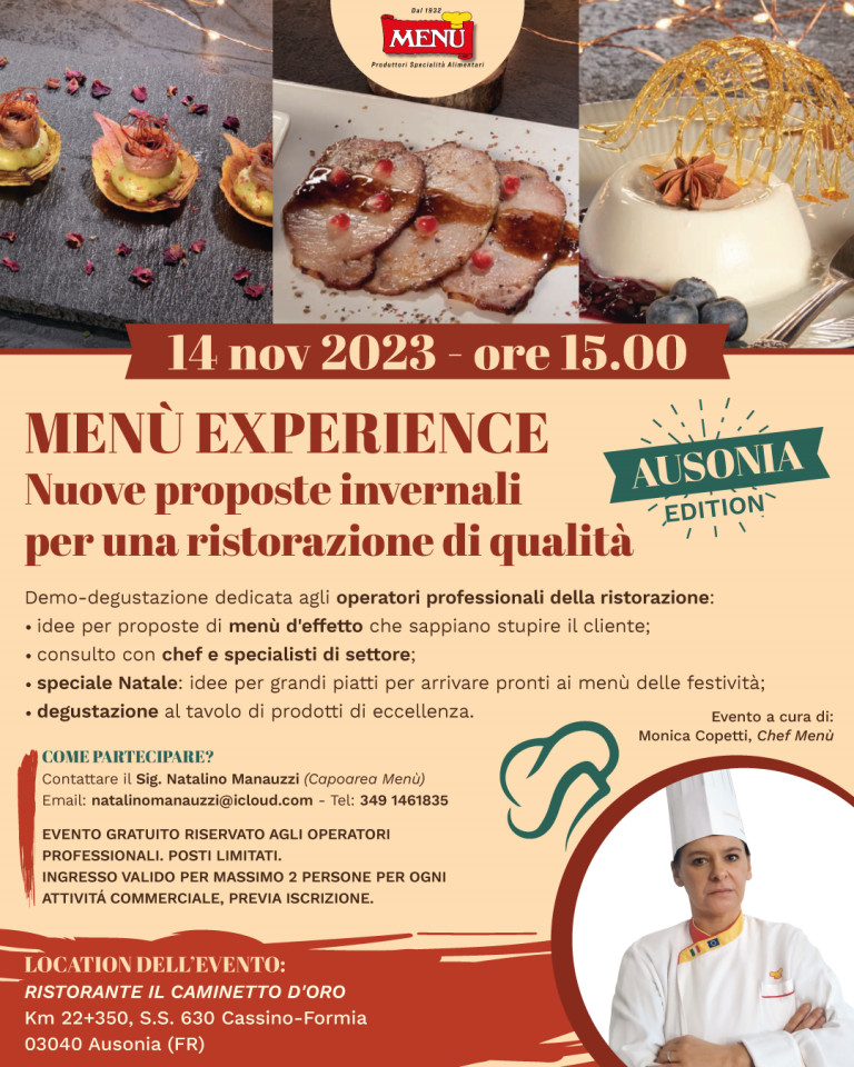 Menù Experience Nuove proposte invernali per una ristorazione di qualità - Ausonia Edition