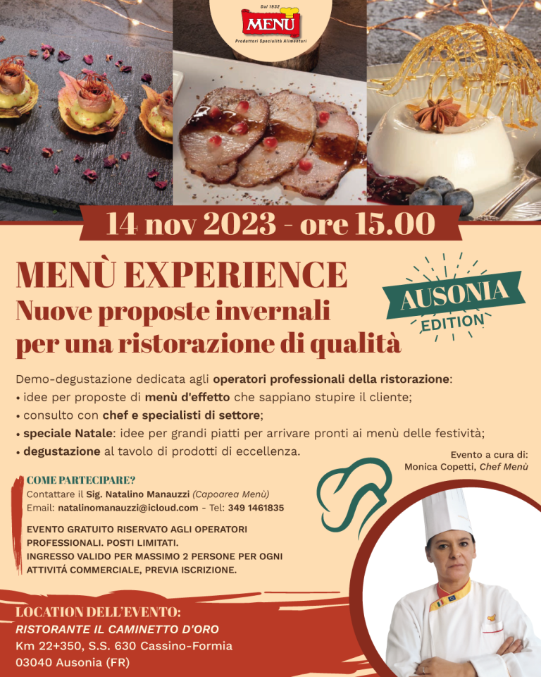 Menù Experience Nuove proposte invernali per una ristorazione di qualità - Ausonia Edition