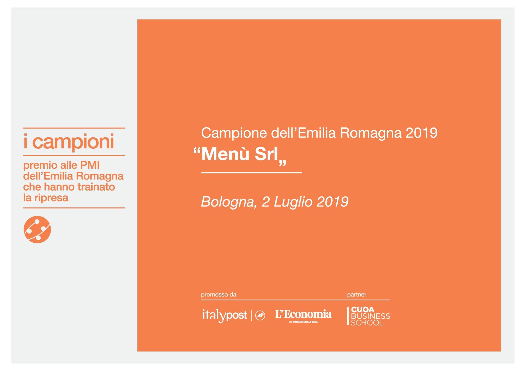 MENÙ, CAMPIONE DELL'EMILIA ROMAGNA!