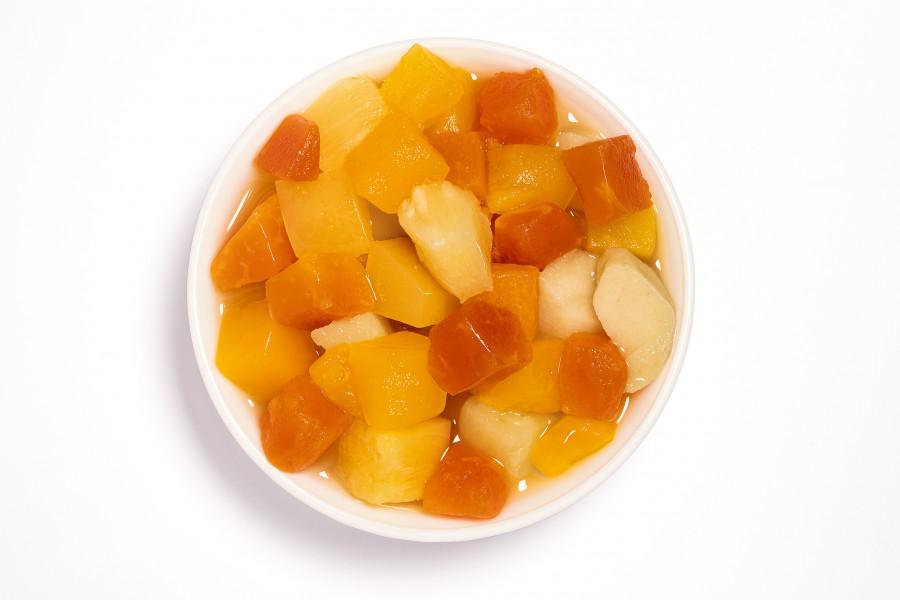Macedonia Tropicale allo sciroppo (Tropical fruit salad in syrup)