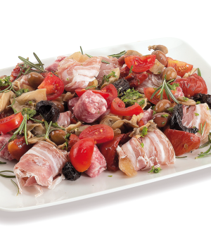 Bocconcini aus Huhn mit Speck umwickelt