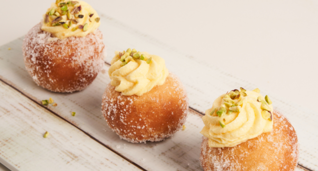 Bomboloni with pastry cream filling