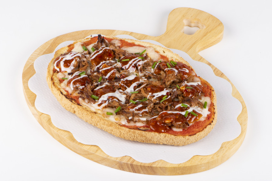 BRUSCHETTA PULLED PORK E SALSA DI PEPERONI E ARANCIA