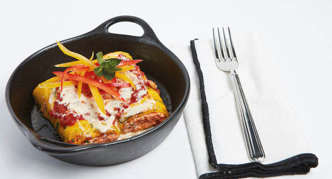EGG CANNELLONI WITH RICOTTA AND SHAKSHUKA