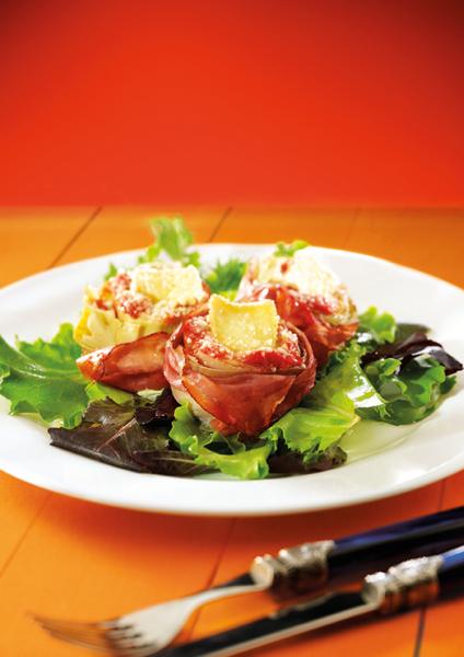 Alcachofas gratinadas con queso brie.