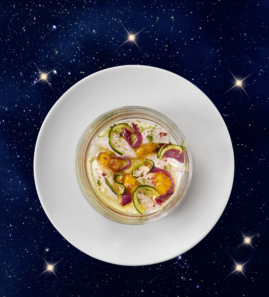 CEVICHE DI BRANZINO CON CHUTNEY DI MANGO