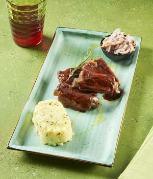 BBQ Ribs with  coleslow and potato   mash
