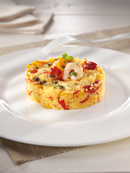 COUS COUS AI PEPERONI E GAMBERETTI