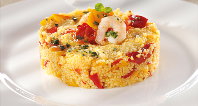 COUS COUS AI PEPERONI E GAMBERETTI