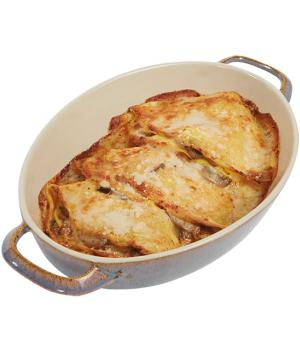 Crêpes with champignon mushrooms and roasted turkey