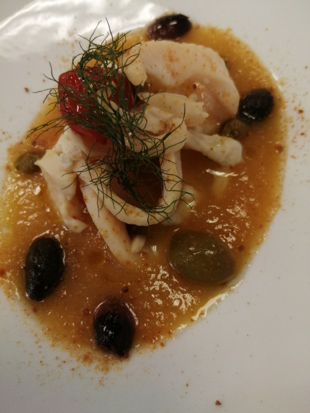 Cuttlefish Stew with olives, small capers and Bottarga