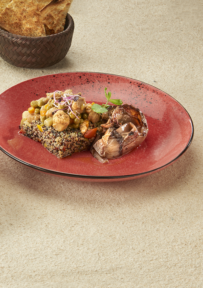 ÈPEPITEVEG CON QUINOA AI PEPERONI E RADICCHIO ALLA GRIGLIA