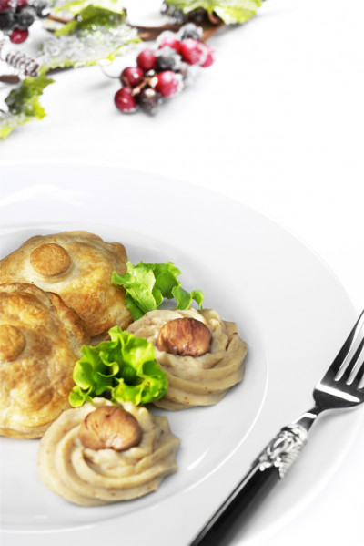 FILETTO DI MAIALE IN CROSTA AL TARTUFO CON PURÈ DI CASTAGNE