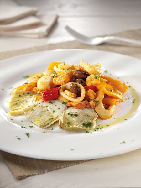 Ensalada de mar con Alcachofas “a la judía”