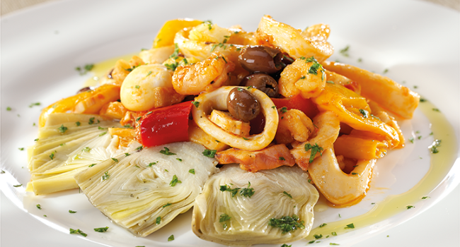 Ensalada de mar con Alcachofas “a la judía”