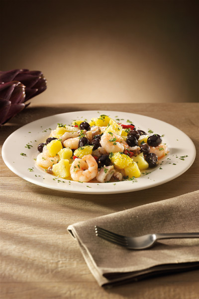 Insalatina di mare con dressing di vin cotto al sesamo