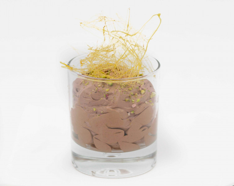 Chocolate mousse with chopped pistachios