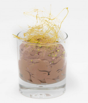 Chocolate mousse with chopped pistachios